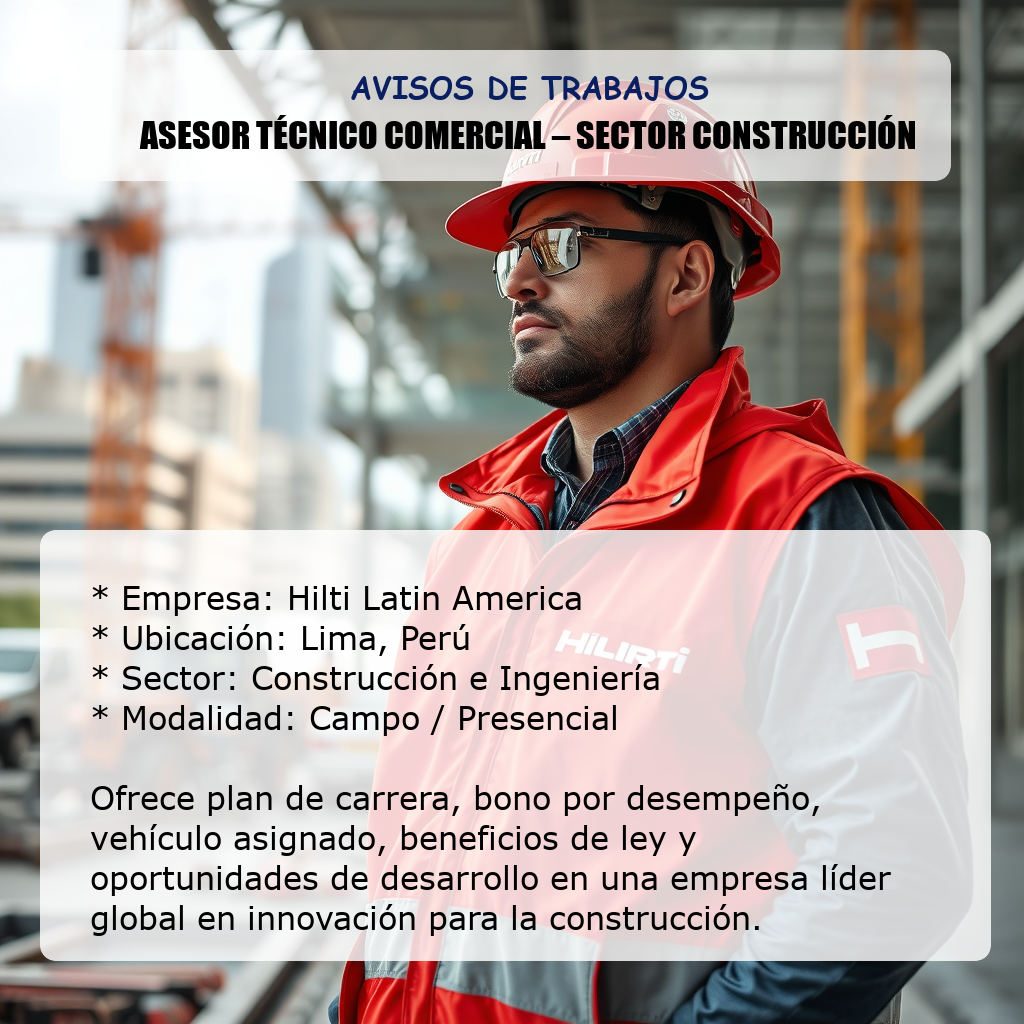 Asesor Técnico Comercial – Sector Construcción Hilti Latin America