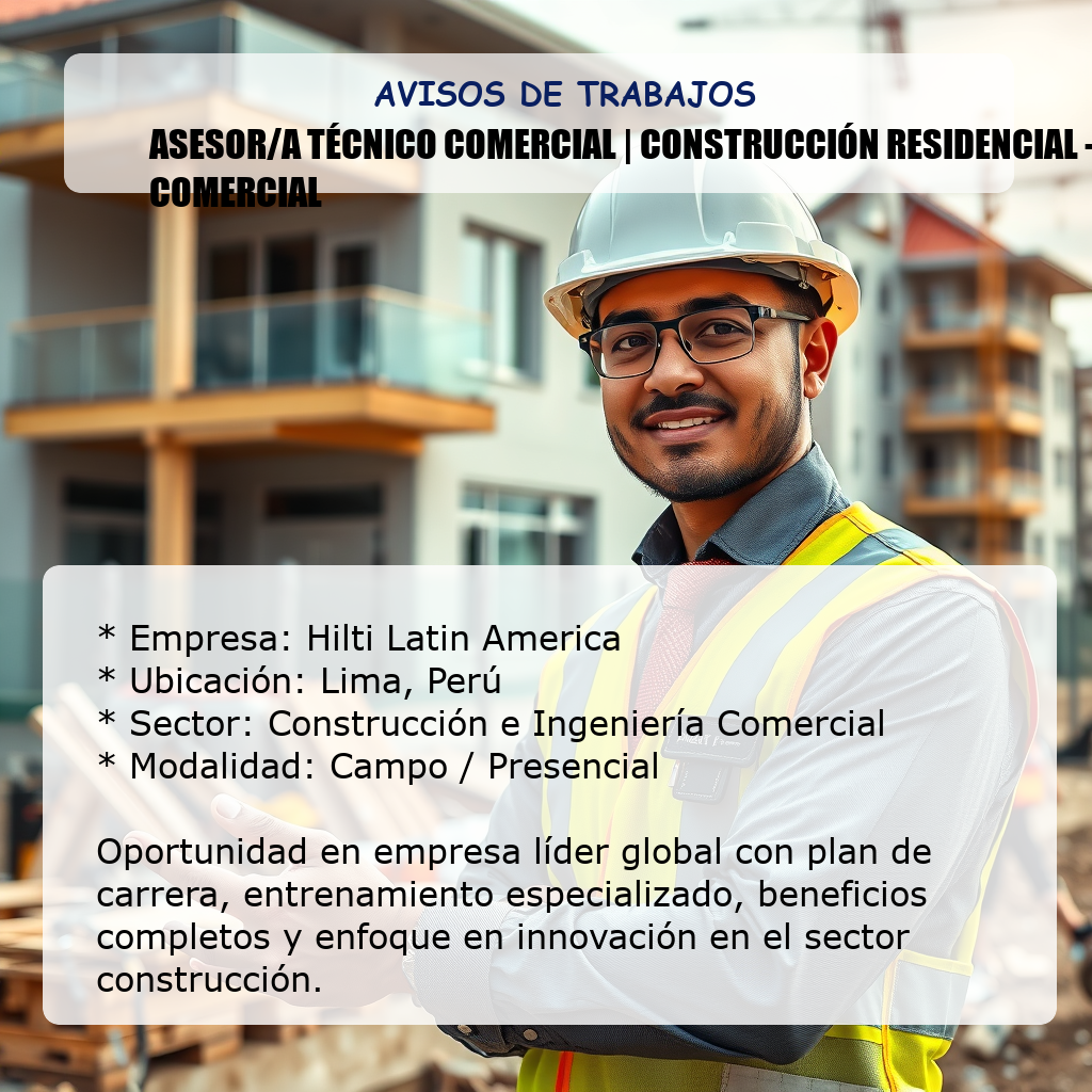 Asesor/a Técnico Comercial | Construcción Residencial - Comercial Hilti Latin America