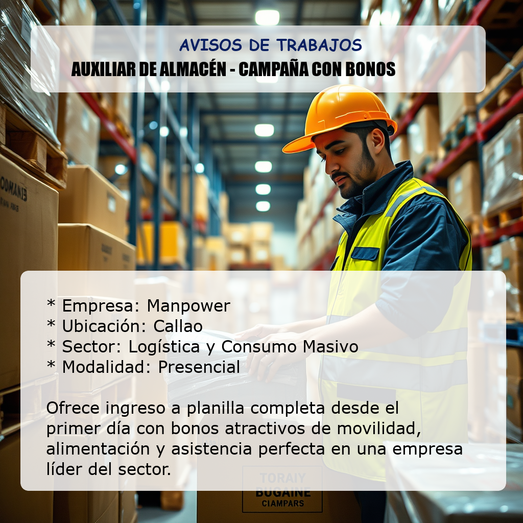 Auxiliar de Almacén - Campaña con Bonos Manpower