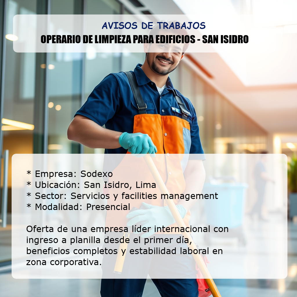 Operario de Limpieza para Edificios - San Isidro Sodexo