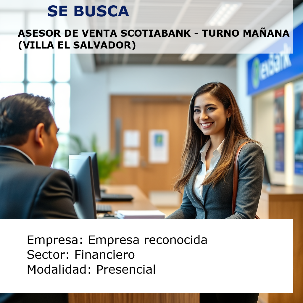 Asesor de venta Scotiabank - Turno mañana (Villa El Salvador) Empresa reconocida