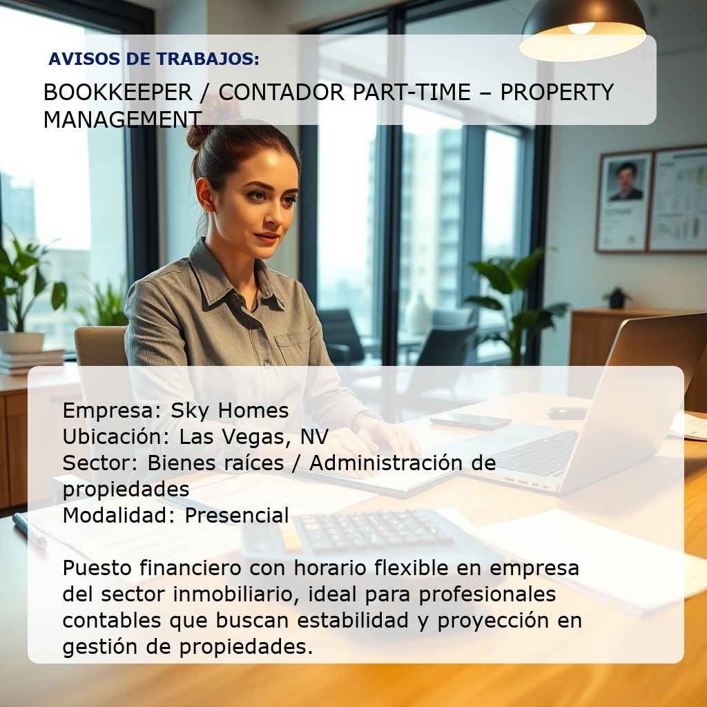 Bookkeeper / Contador Part-Time – Property Management Sky Homes