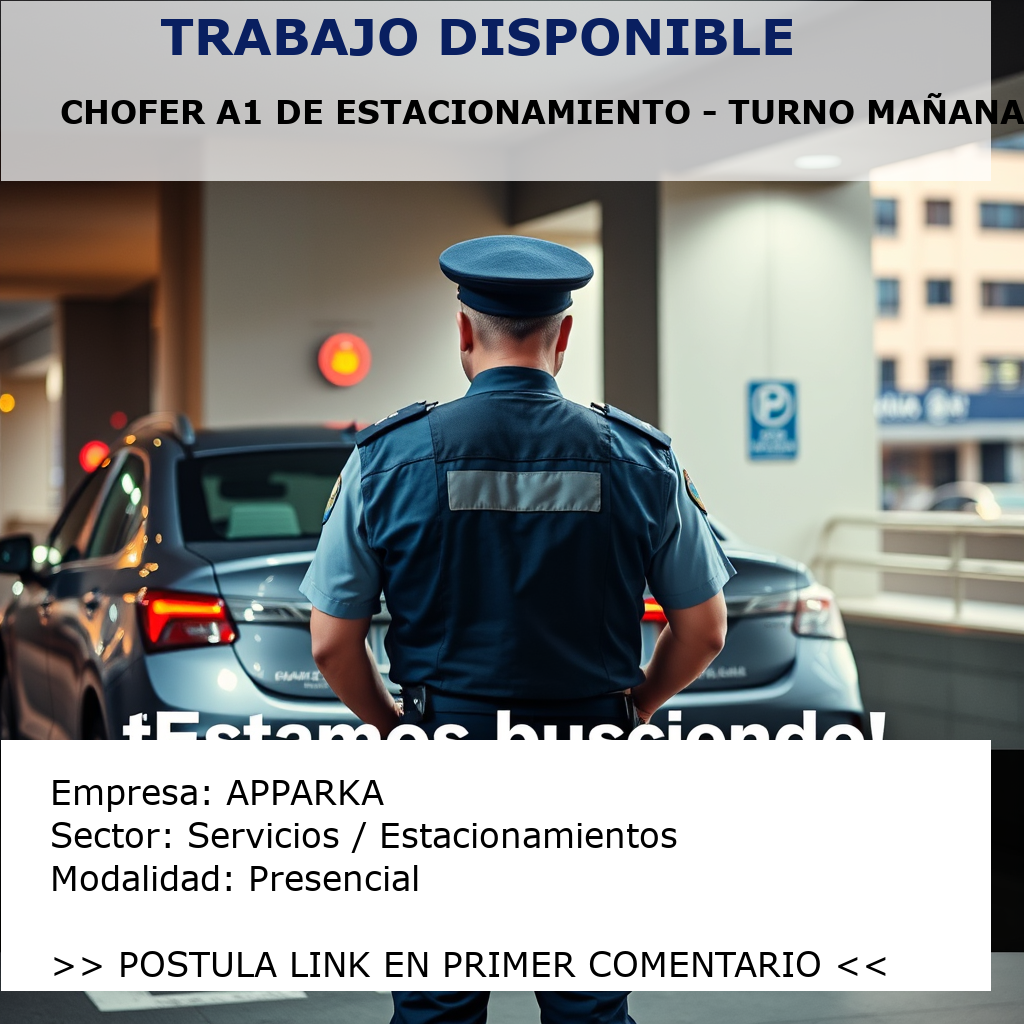 Chofer A1 de Estacionamiento - Turno Mañana APPARKA