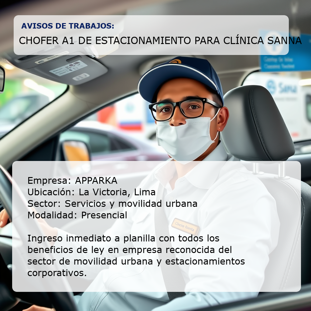 Chofer A1 de Estacionamiento para Clínica Sanna APPARKA