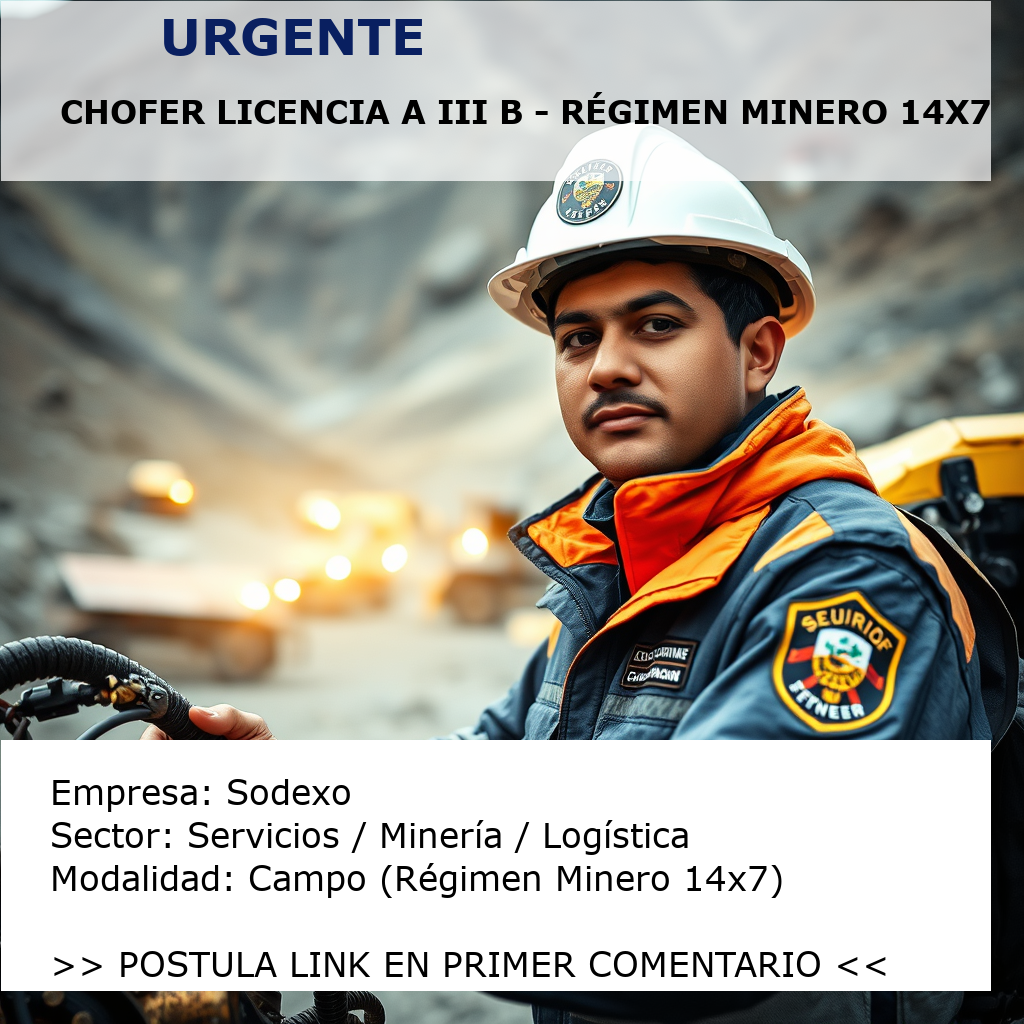 Chofer Licencia A III B - Régimen Minero 14x7 Sodexo