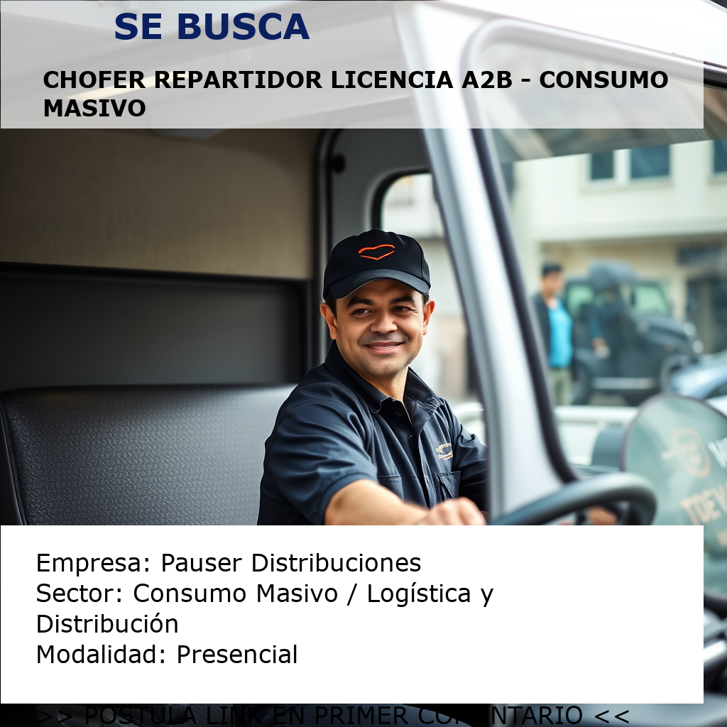 Chofer Repartidor Licencia A2B - Consumo Masivo Pauser Distribuciones