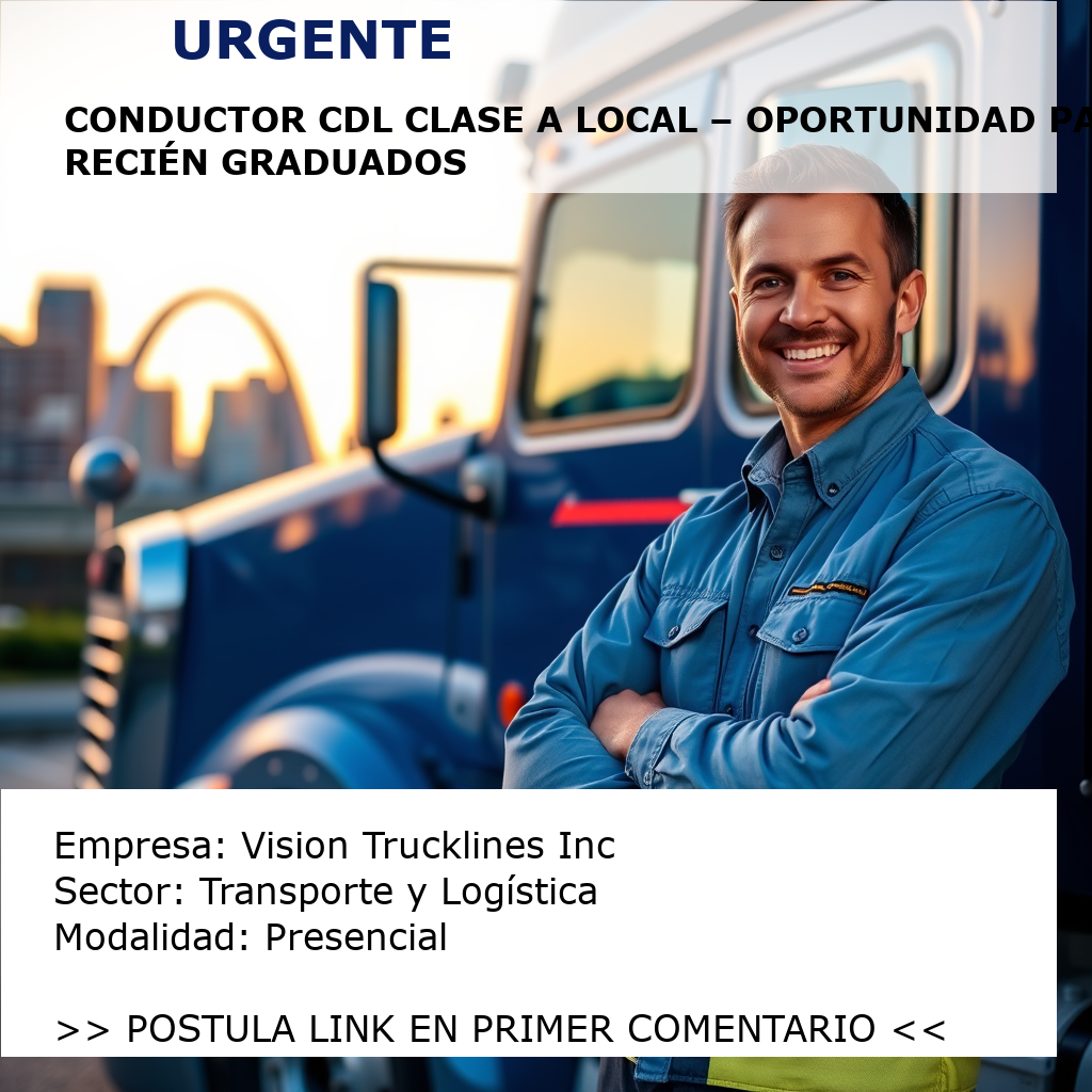 Conductor CDL Clase A Local – Oportunidad para Recién Graduados Vision Trucklines Inc