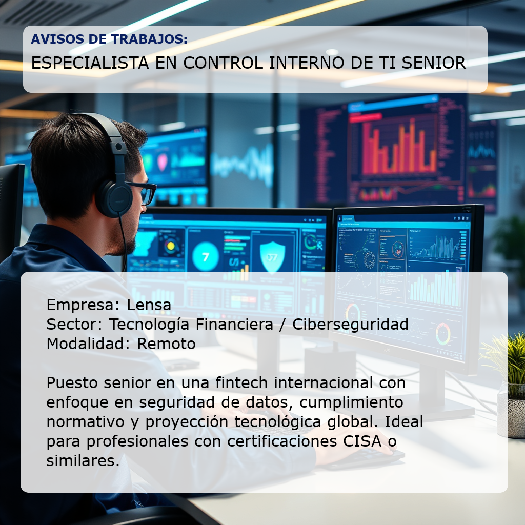 Especialista en Control Interno de TI Senior Lensa