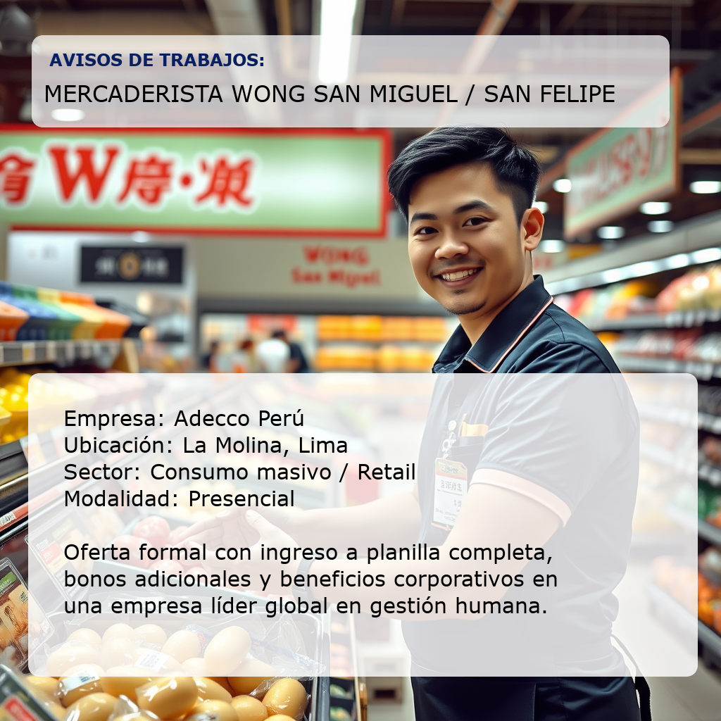 Mercaderista Wong San Miguel / San Felipe Adecco Perú