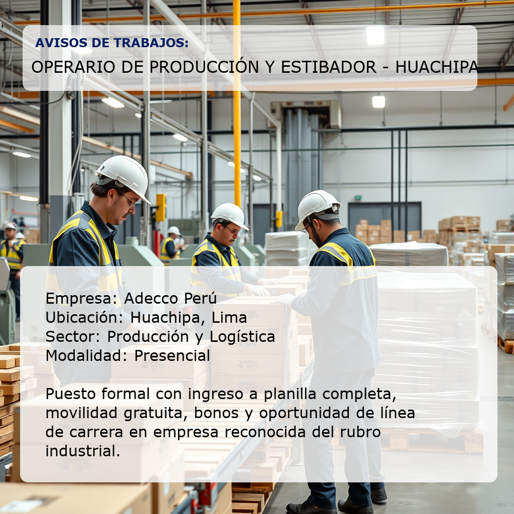 Operario de Producción y Estibador - Huachipa Adecco Perú