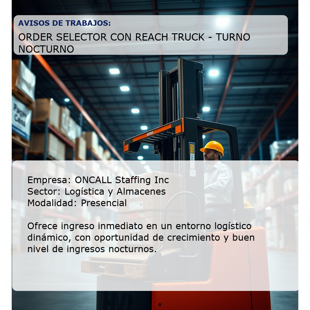 Order Selector con Reach Truck - Turno Nocturno ONCALL Staffing Inc