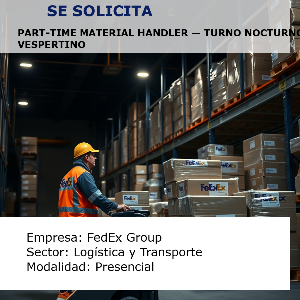 Part-Time Material Handler — Turno Nocturno y Vespertino FedEx Group