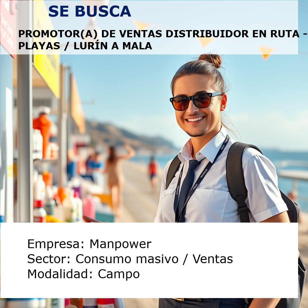 Promotor(a) de Ventas Distribuidor en Ruta - Playas / Lurín a Mala Manpower