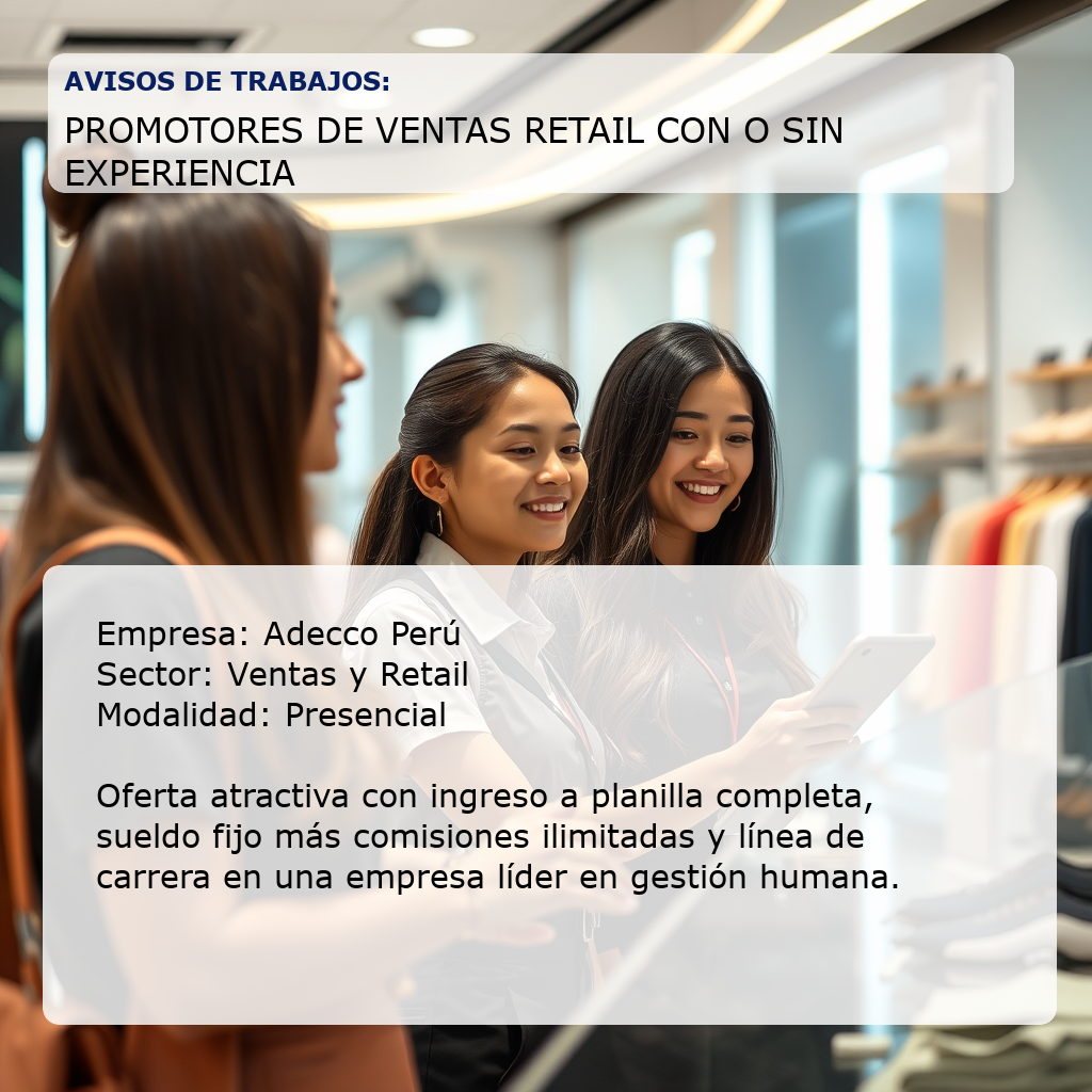 Promotores de Ventas Retail con o sin Experiencia Adecco Perú