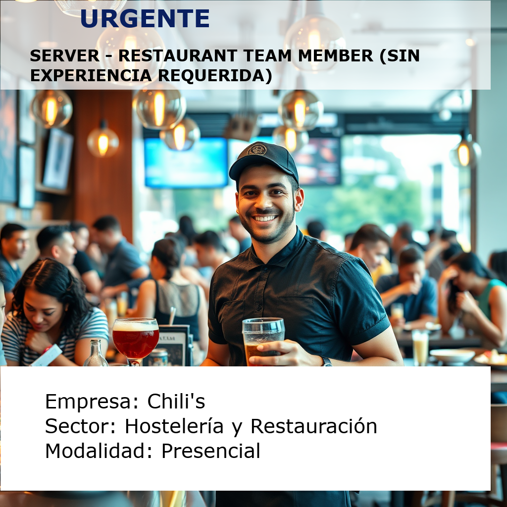 Server - Restaurant Team Member (Sin experiencia requerida) Chili's