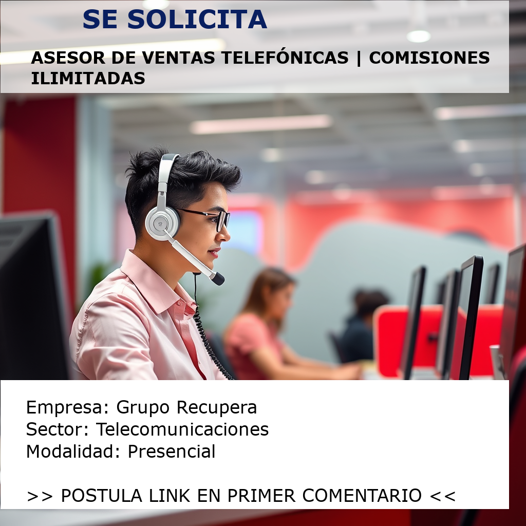 Asesor de Ventas Telefónicas | Comisiones Ilimitadas Grupo Recupera