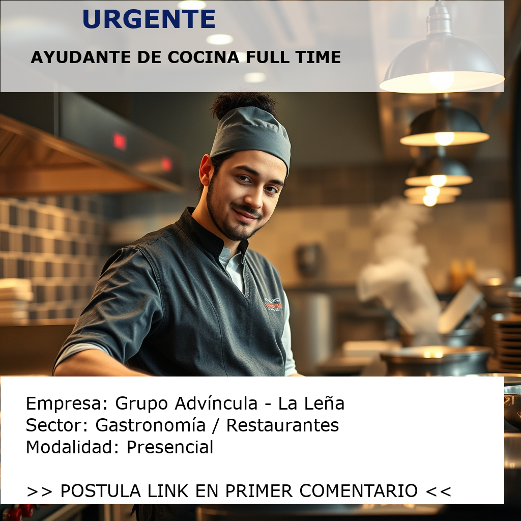 Ayudante de Cocina Full Time Grupo Advíncula - La Leña