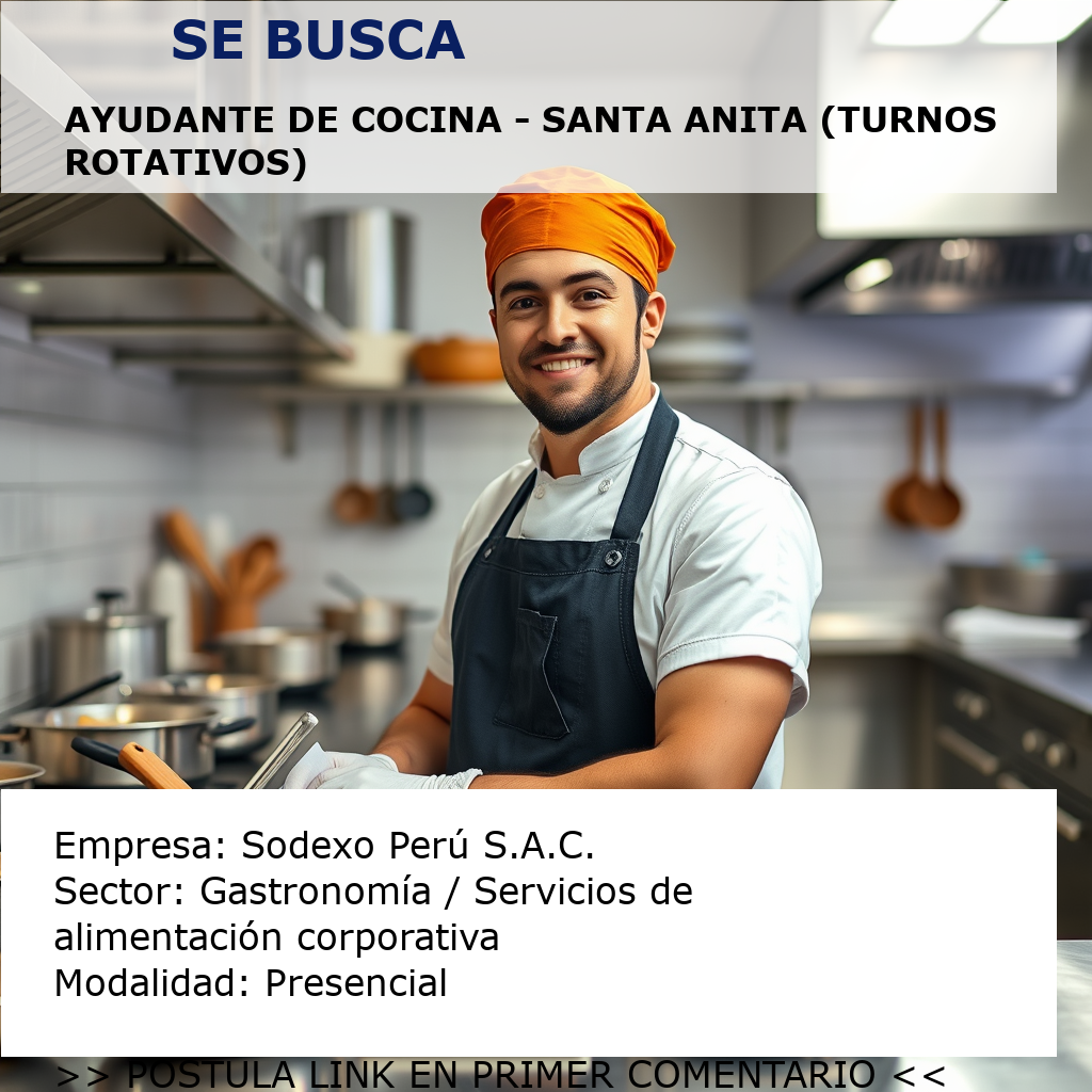 Ayudante de Cocina - Santa Anita (Turnos Rotativos) Sodexo Perú S.A.C.