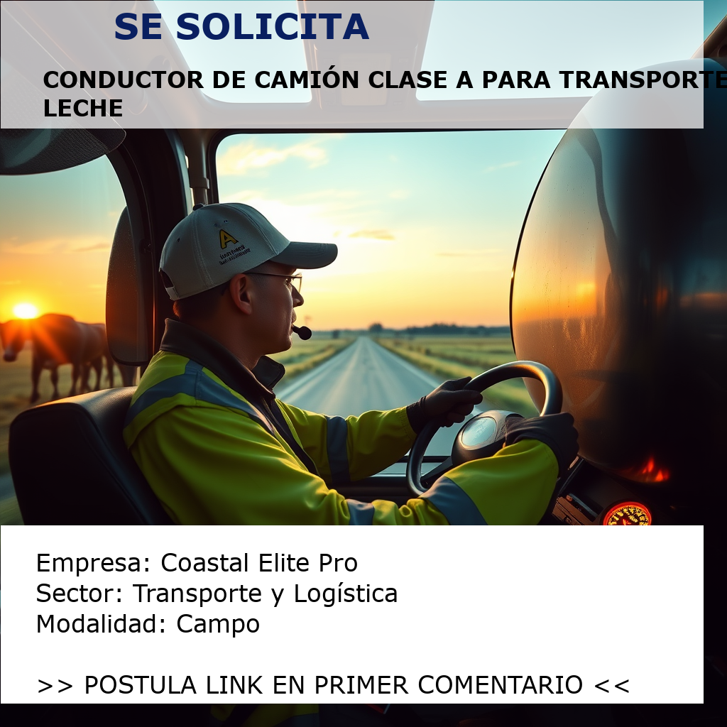 Conductor de Camión Clase A para Transporte de Leche Coastal Elite Pro