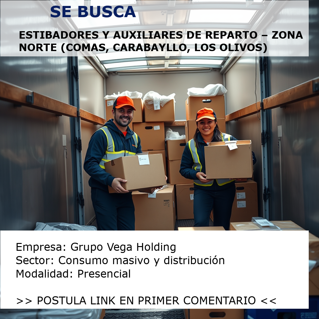 Estibadores y Auxiliares de Reparto – Zona Norte (Comas, Carabayllo, Los Olivos) Grupo Vega Holding