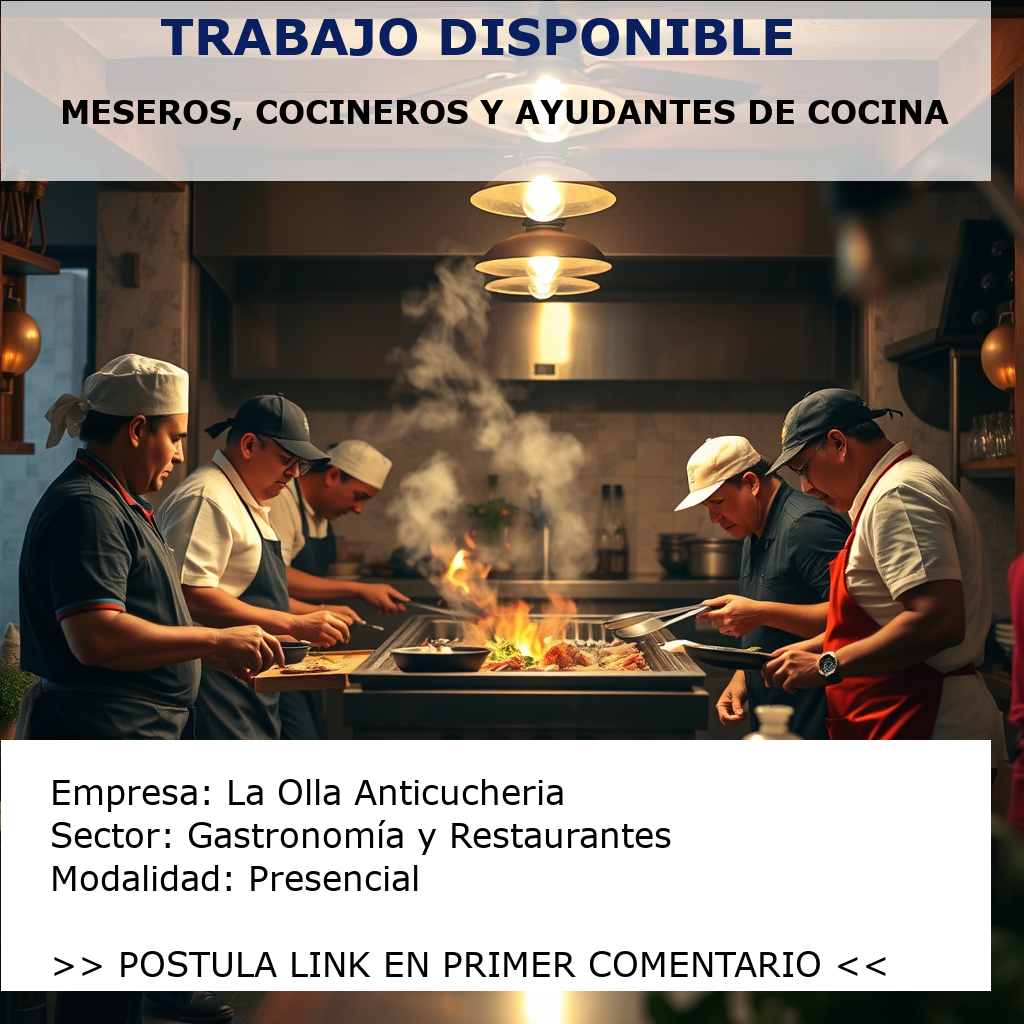 Meseros, Cocineros y Ayudantes de Cocina La Olla Anticucheria